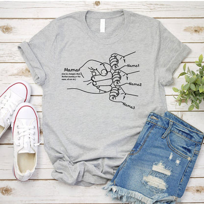 Hand Drawn Mom Kids Fist Collision Shirt Personalized T-shirt