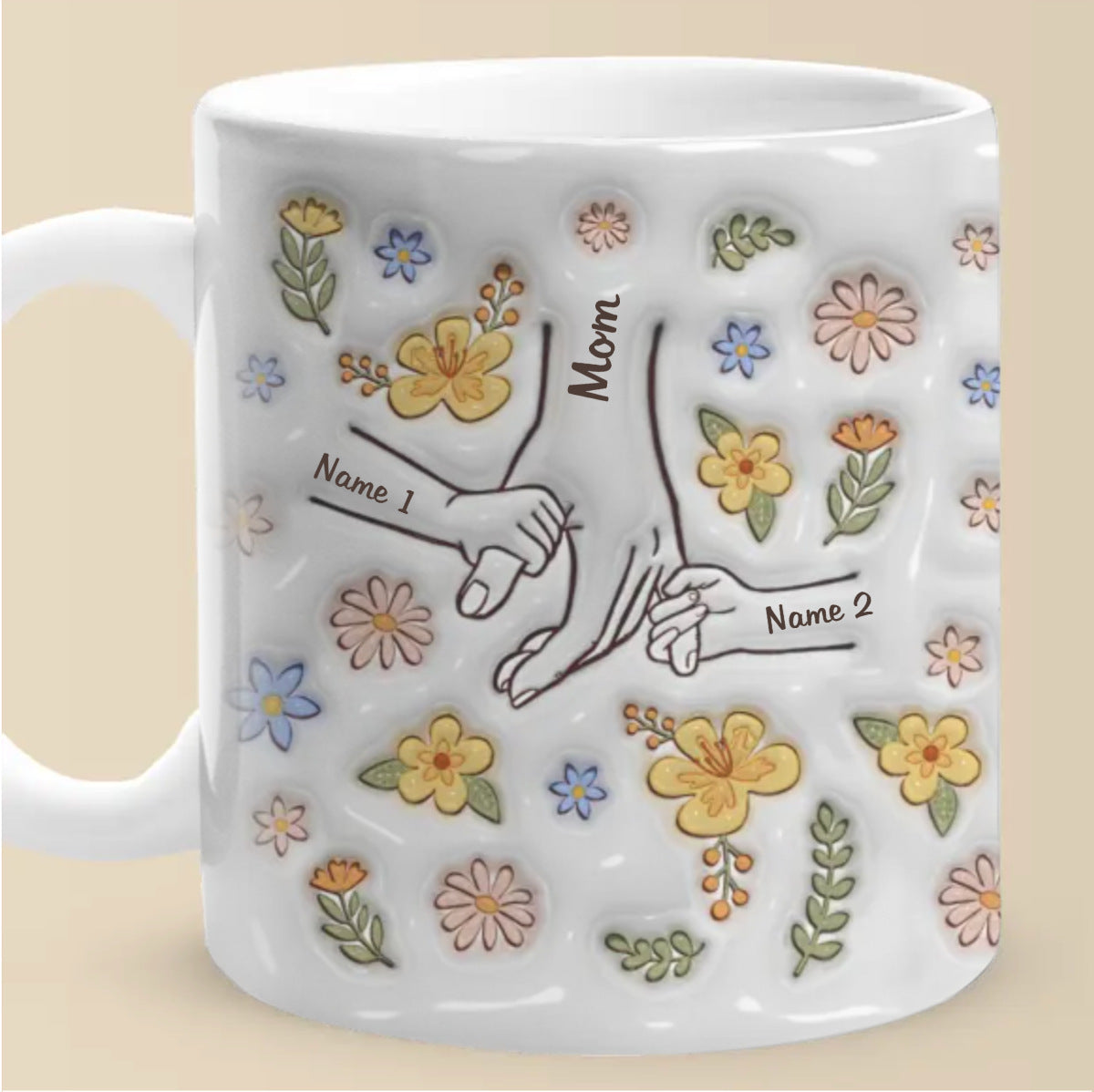 3D Hand In Hand Ceramic Coffee Mark Water Cup