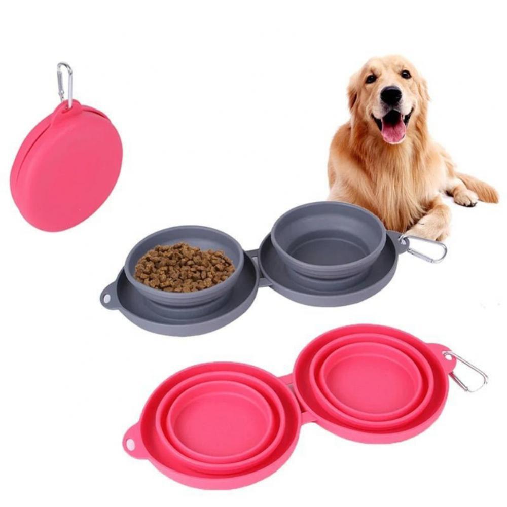 Rubber Foldable Double Pet Feeding Bowl - Tiki's Geschenke Boutique