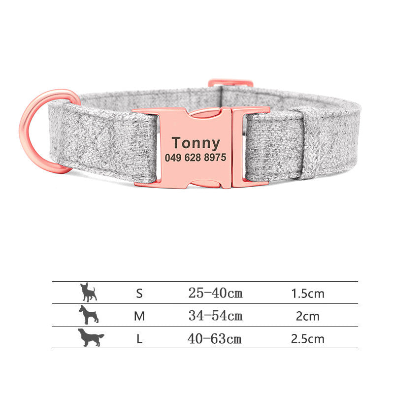 Pet Dog Collar Engraving Anti-Lost Collar Golden Retriever Medium And Large Dog Teddy Small Dog Collar Leash