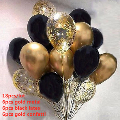 Metallic Gold And Silver Birthday Party Decoration Balloons 18PS