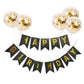 Happy Birthday Lettering Banner Rose Gold Multicolored Balloons