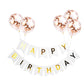 Happy Birthday Lettering Banner Rose Gold Multicolored Balloons