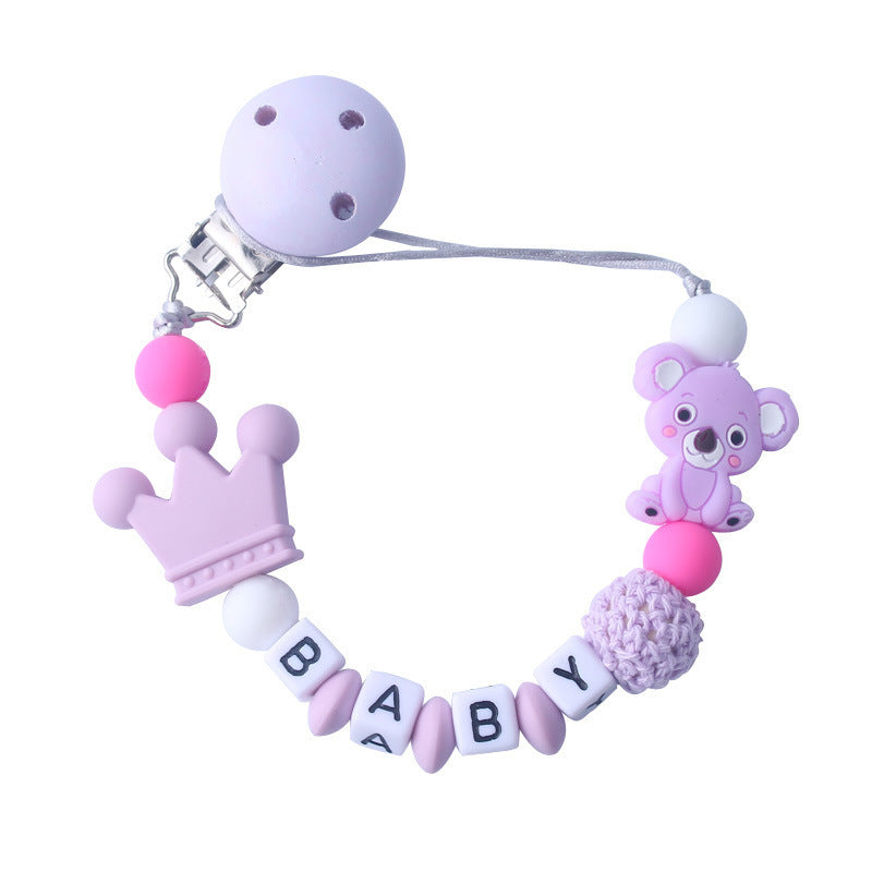 Baby Products Silicone Pacifier Chain Koala Cartoon Silicone Toy Teeth Molar Chain Customized Letters