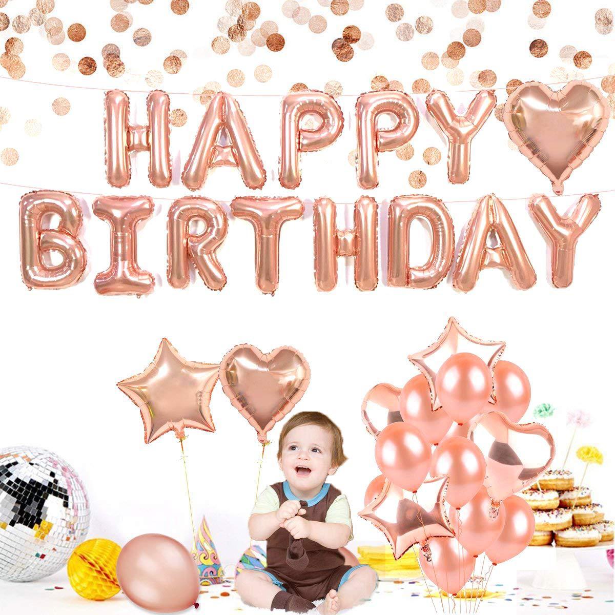 Birthday Letter Balloon Set 16 Inch Rose Gold Happy Birthday Balloons