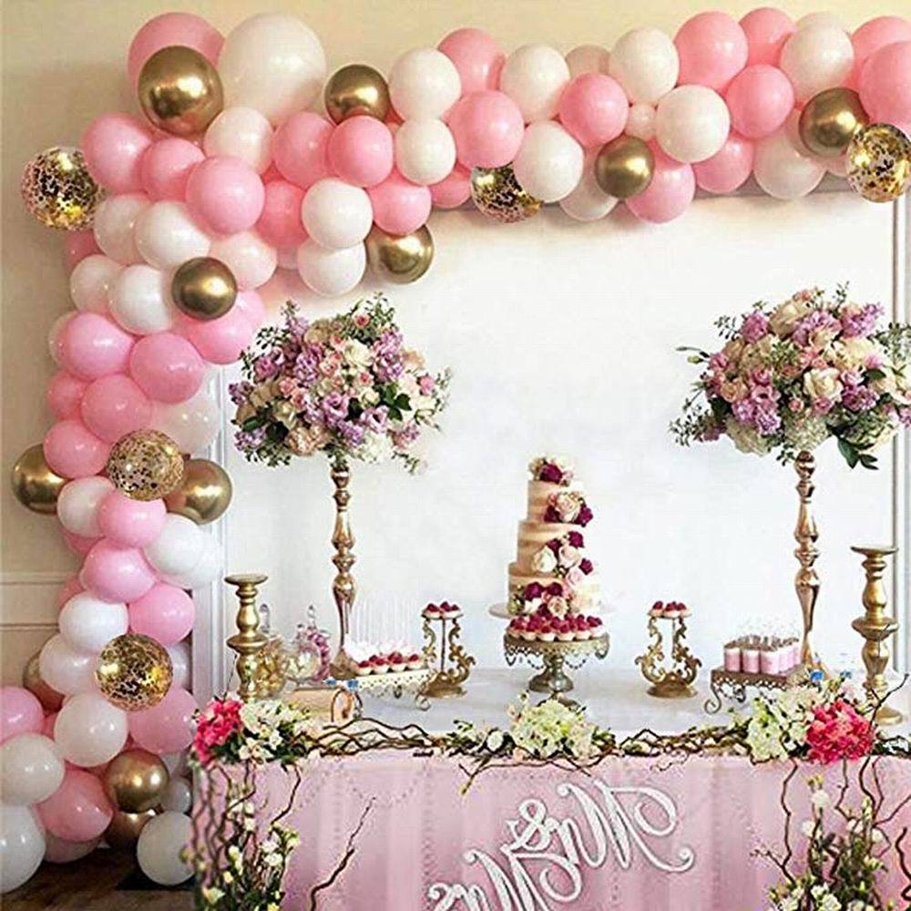 127pcs Rosa Ballon Bogen Girlande Kit Weiß Rosa Gold Konfetti Latex Ballons Baby Dusche Hochzeit Geburtstag Party Dekorationen