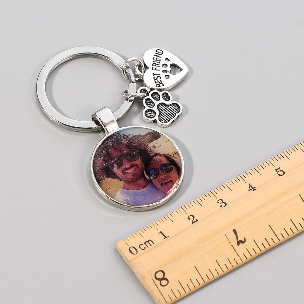 Custom DIY Pet Dog Photo Mini Heart Keychain