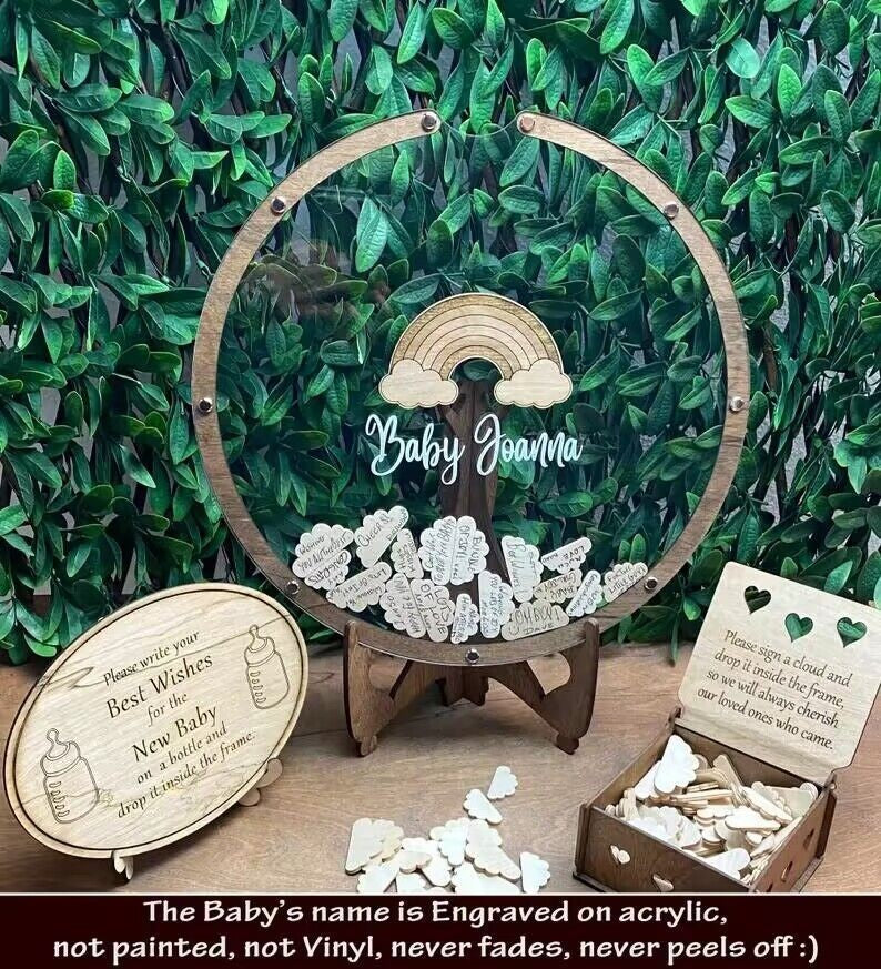 Wedding Birthday Party Signature Frame Wood Chip Signature Book Creative Decoration