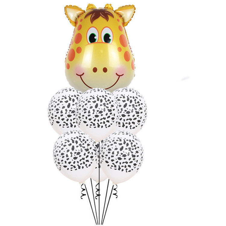 Tiger Fawn Cow Head Cartoon Animal Balloons Set Children's Birthday Party Decoration Arrangement