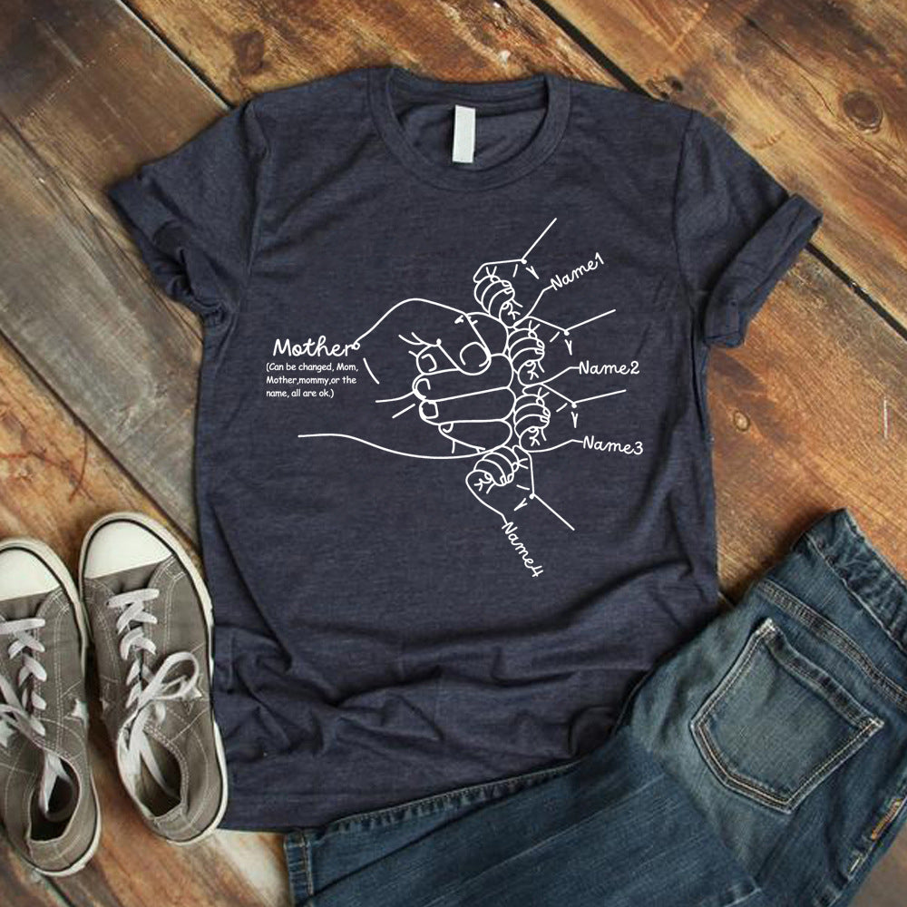 Hand Drawn Mom Kids Fist Collision Shirt Personalized T-shirt