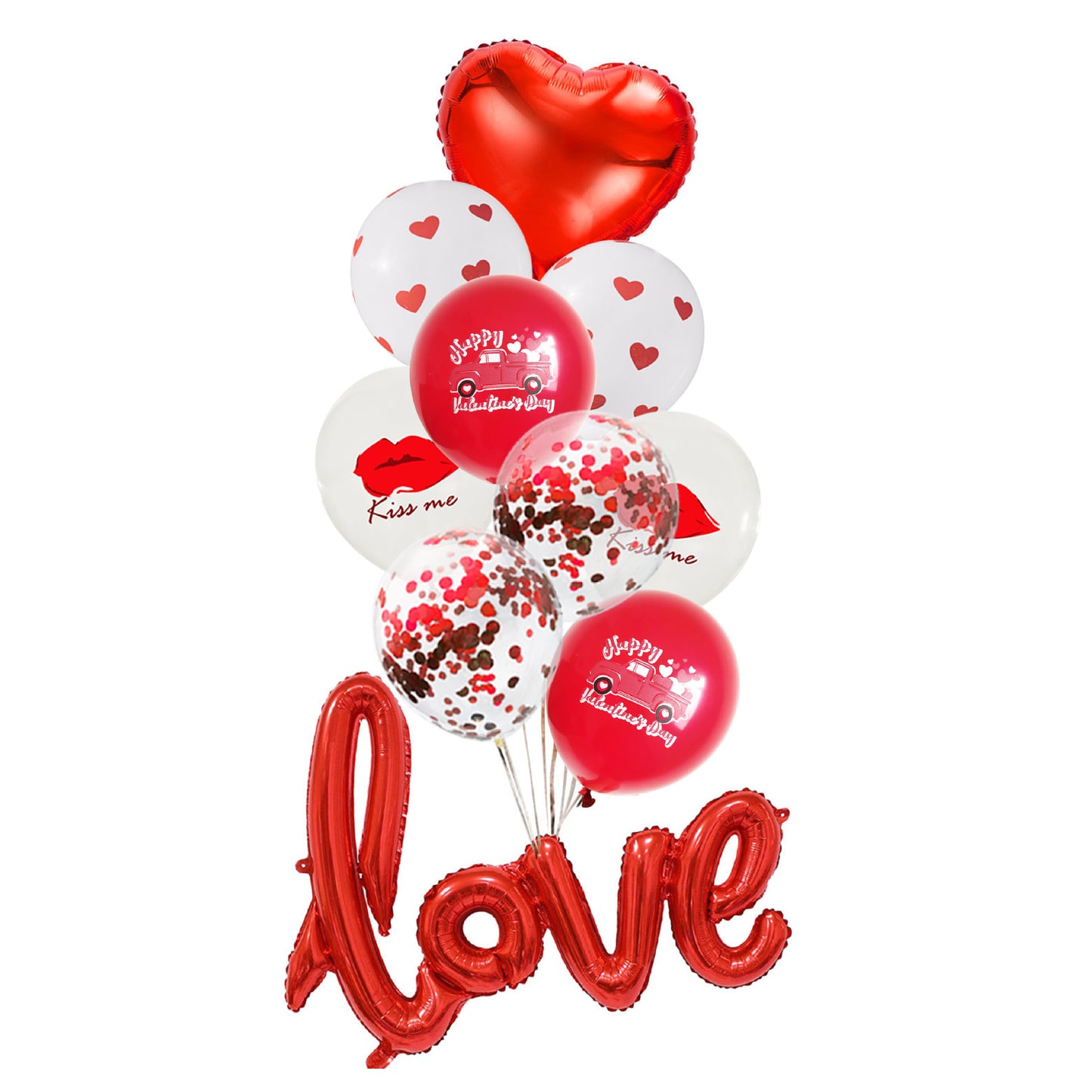 Red And White Love Printing Latex Event Party Balloons