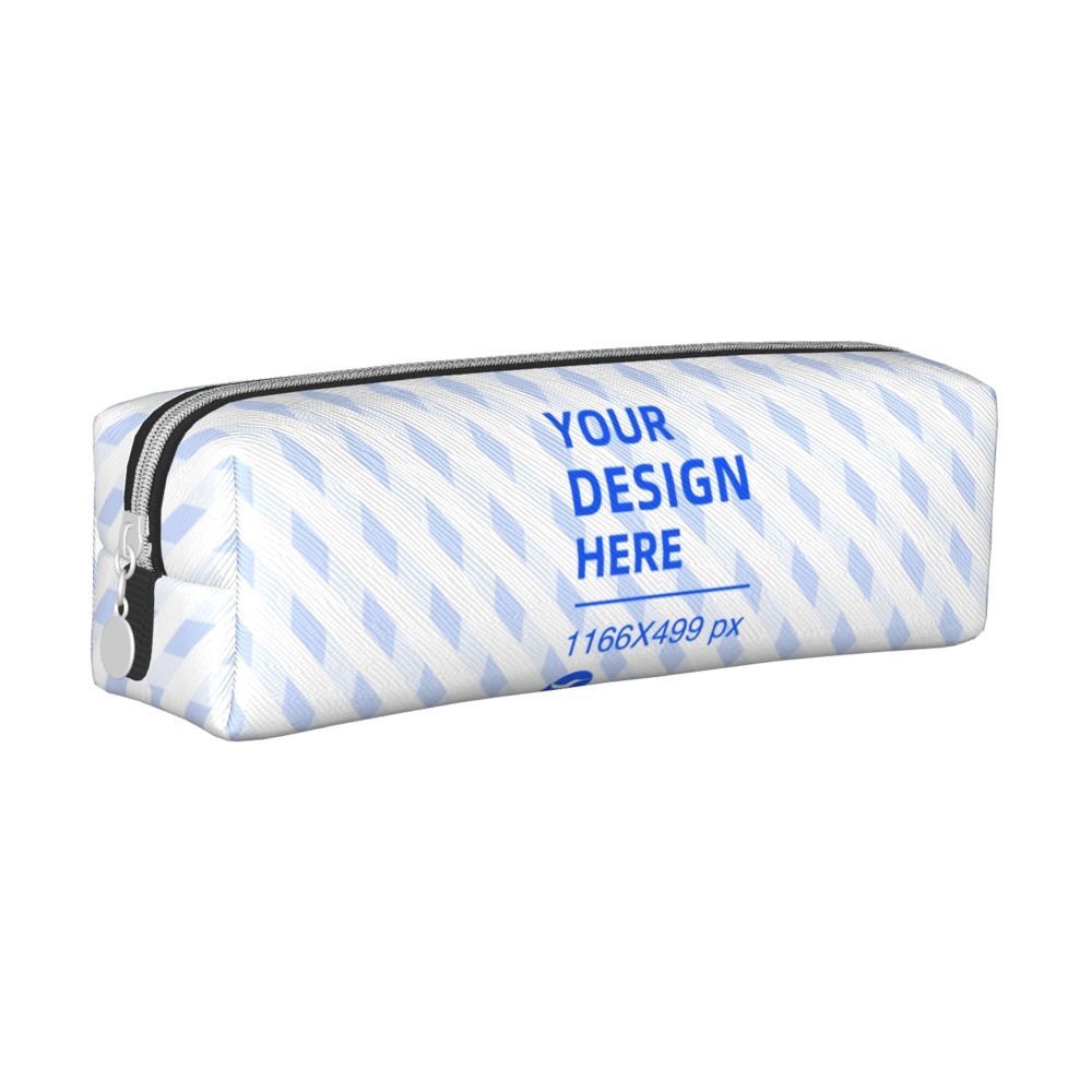 White Leather Simple Zip-Up Pencil Pouch