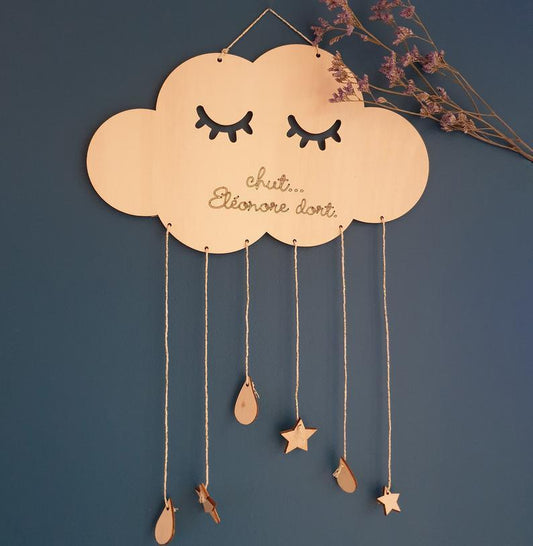 Wooden White Cloud Star Moon Wall Decoration Gift