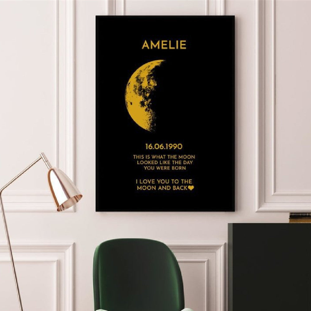 Valentine's Day Couple Art Canvas Frame True Moon Phase