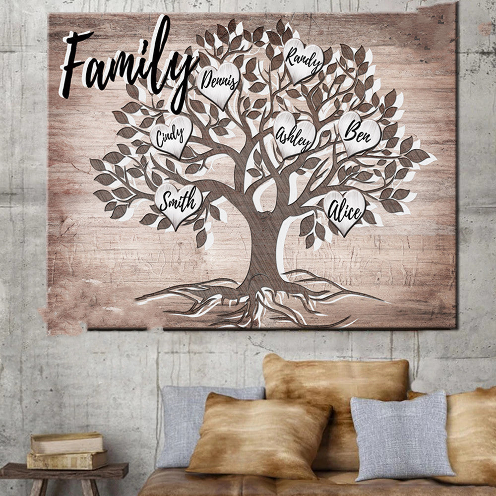 Family Tree Canvas Painting Custom Name Wall Art Poster