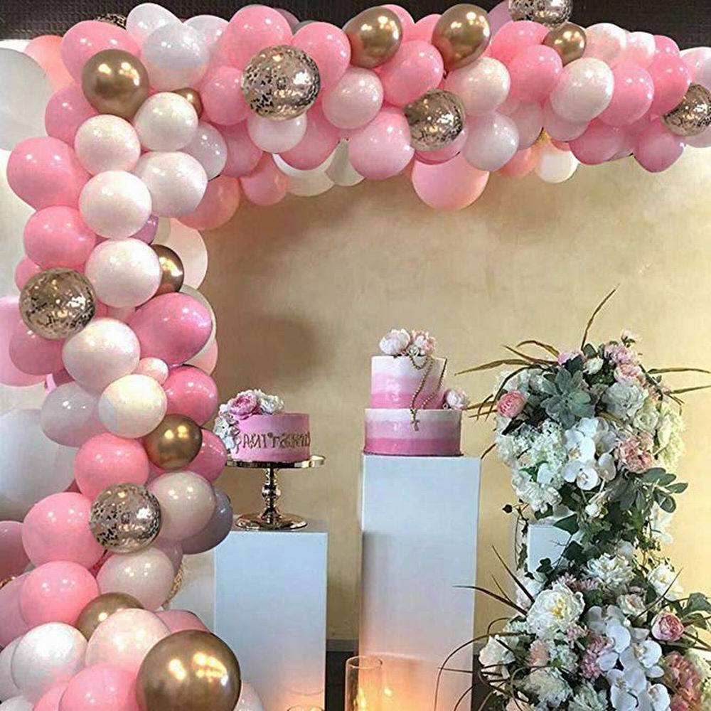 127pcs Rosa Ballon Bogen Girlande Kit Weiß Rosa Gold Konfetti Latex Ballons Baby Dusche Hochzeit Geburtstag Party Dekorationen