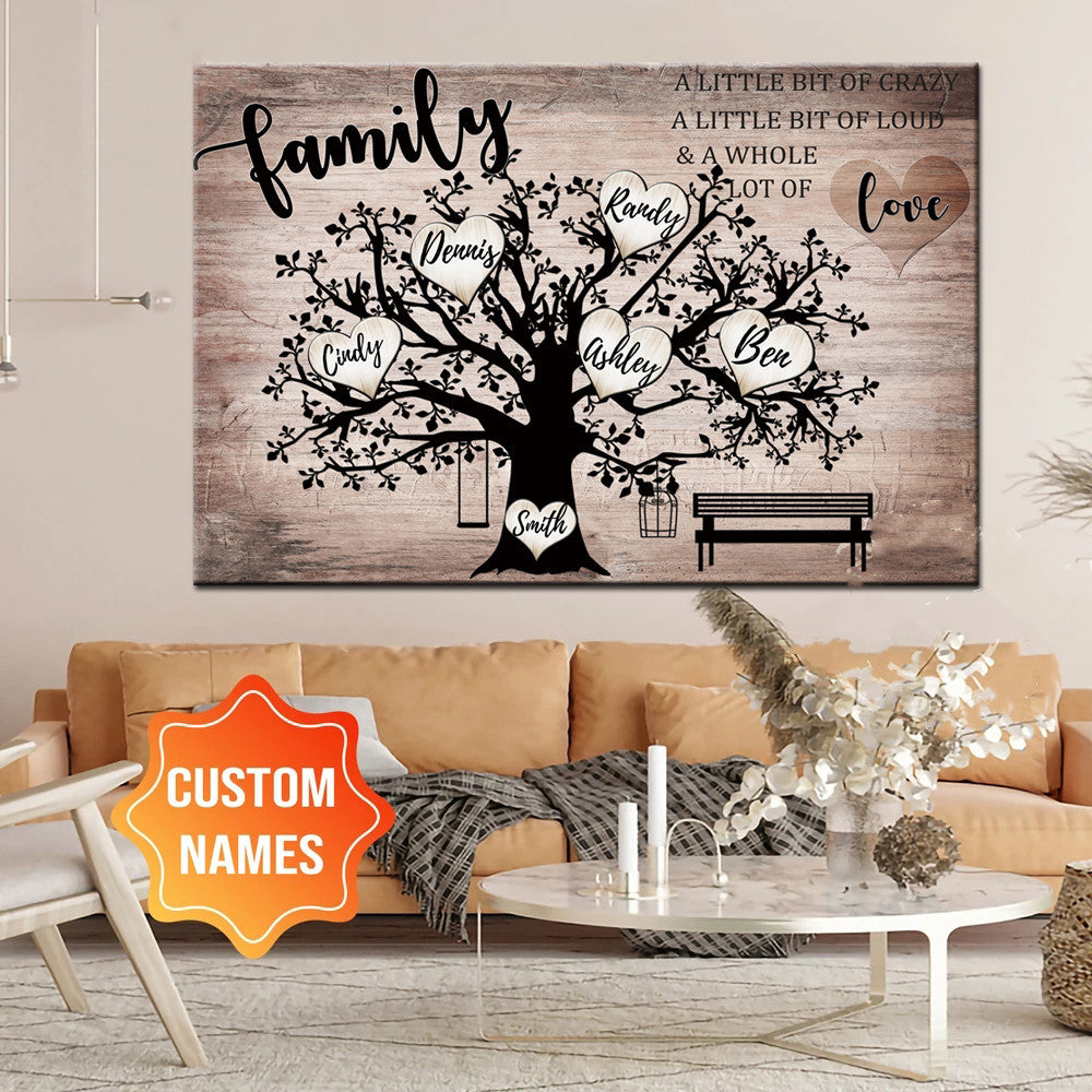 Family Tree Canvas Painting Custom Name Wall Art Poster