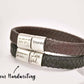 Woven Handmade Leather Bracelet With Men's Couple Name Inscription