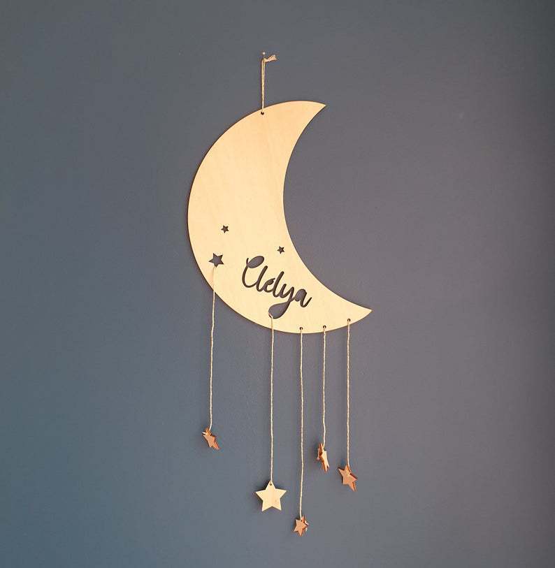 Wooden White Cloud Star Moon Wall Decoration Gift