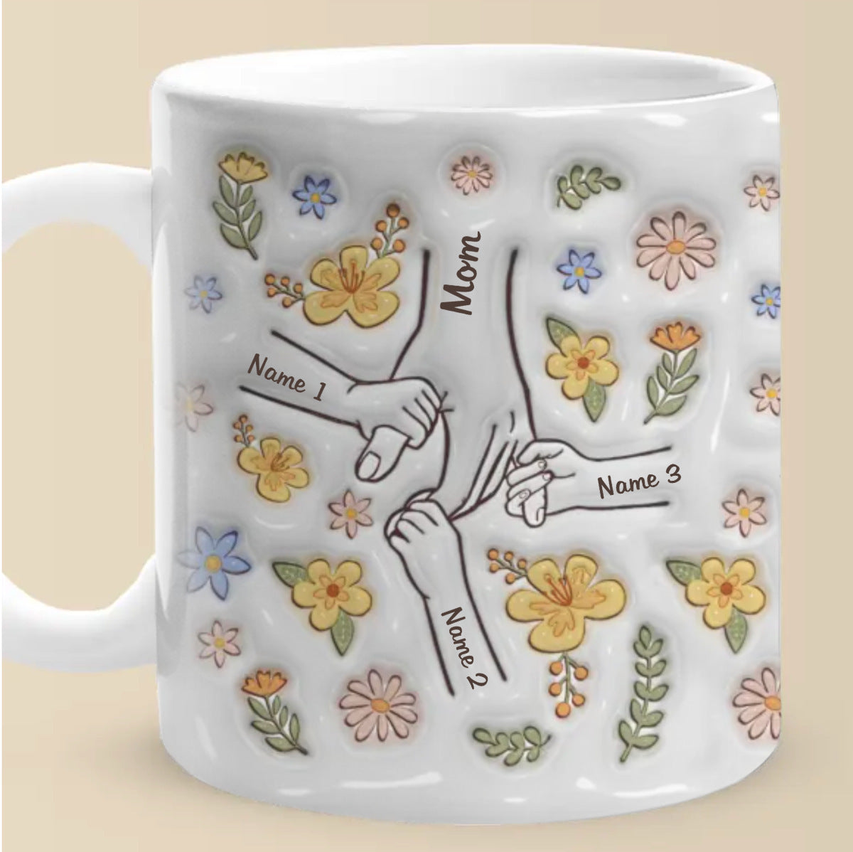 3D Hand In Hand Ceramic Coffee Mark Water Cup