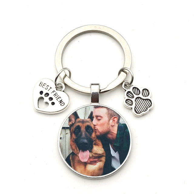 Custom DIY Pet Dog Photo Mini Heart Keychain