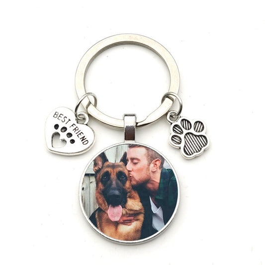 Custom DIY Pet Dog Photo Mini Heart Keychain