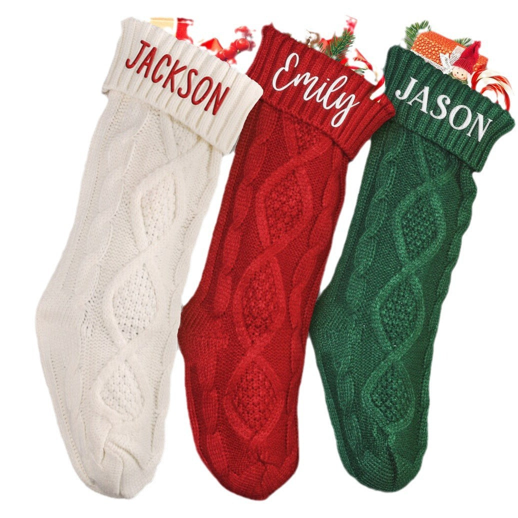 Embroidered Knitted Christmas Socks Decorative Products