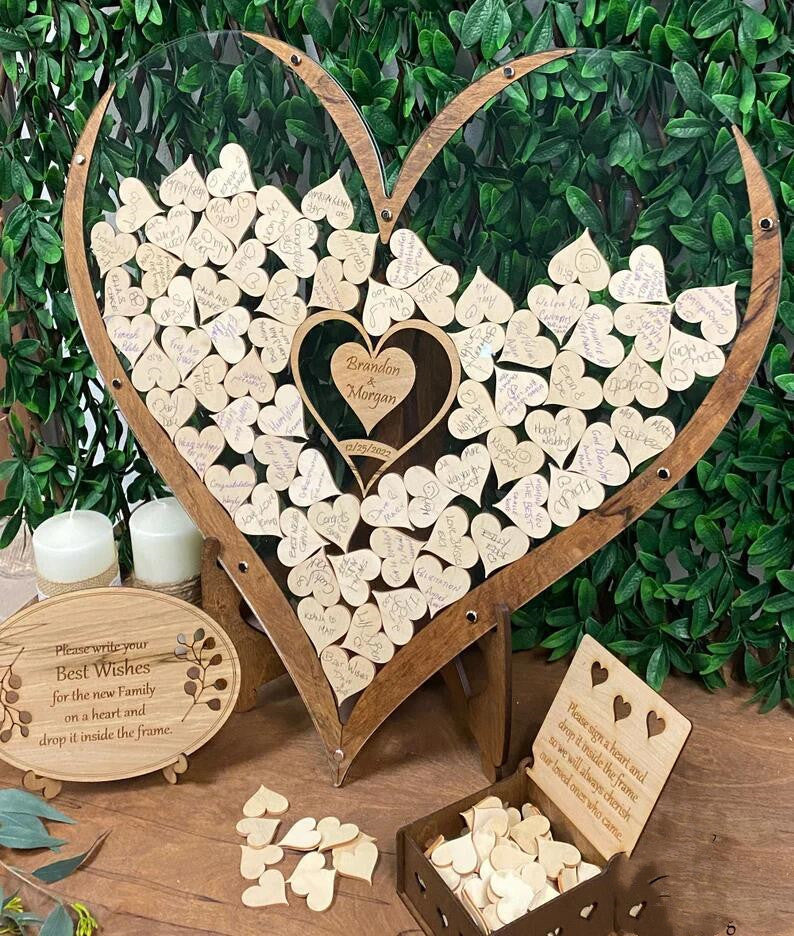 Wood Heart-shaped Creative Wedding Signature Board