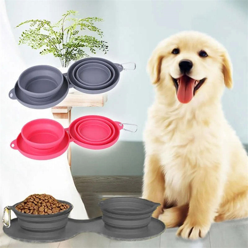 Rubber Foldable Double Pet Feeding Bowl - Tiki's Geschenke Boutique