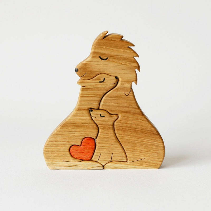 Mother And Child Lion Set Wooden Decoration