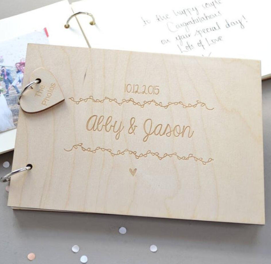 Wooden Wedding Guest Signature Booklet