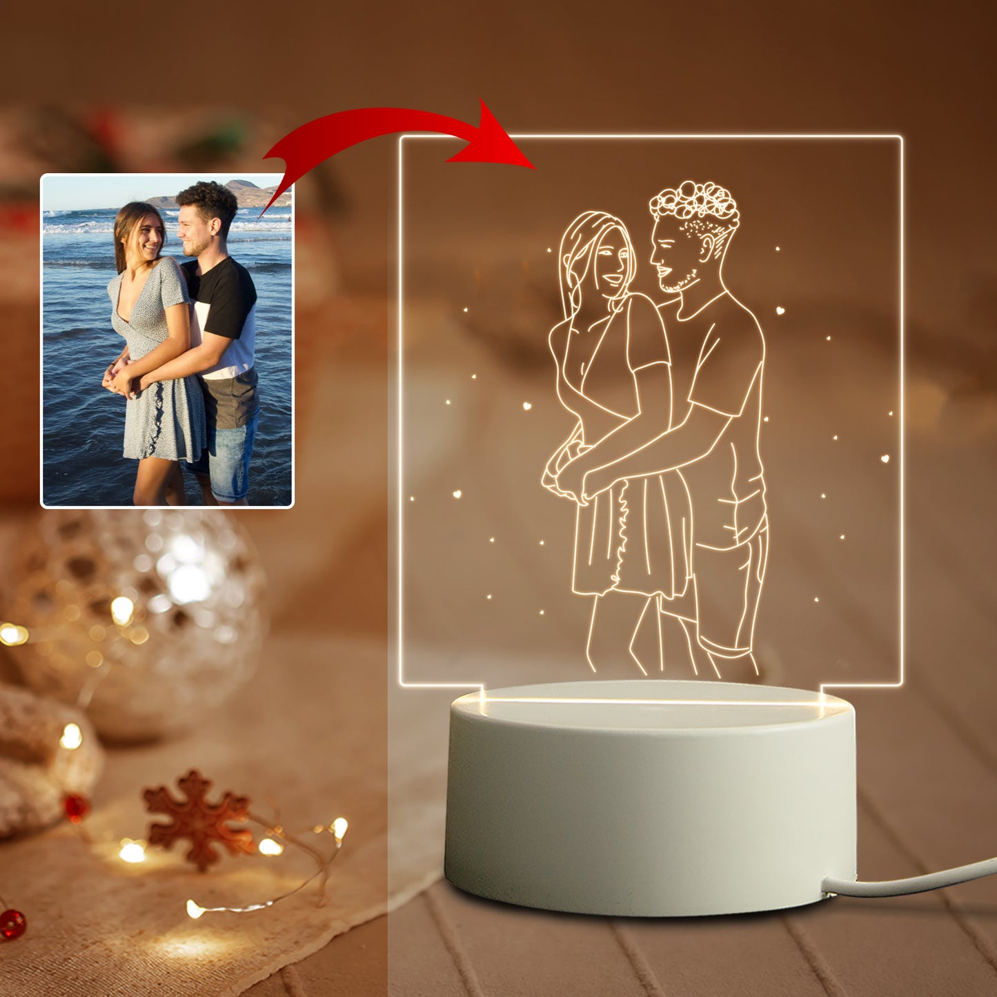 Personalized 3D Night Light With Text And Photo