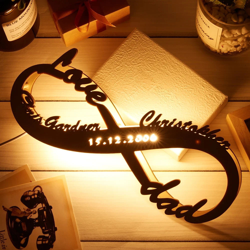 Wooden Lamp Lovers Infinite Name Table Lamp