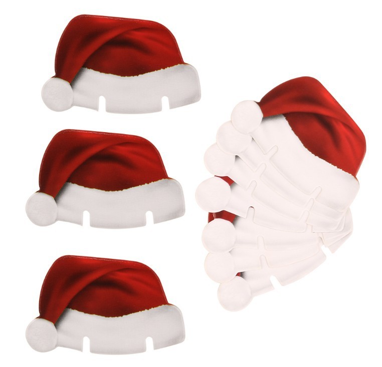 10PcsLot Paper Red Christmas Hat Wine Champagne Tipple Cup Card Christmas Party Table Decor DIY Decorations For Home