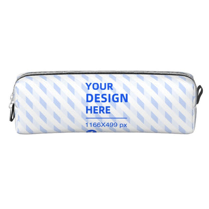 White Leather Simple Zip-Up Pencil Pouch