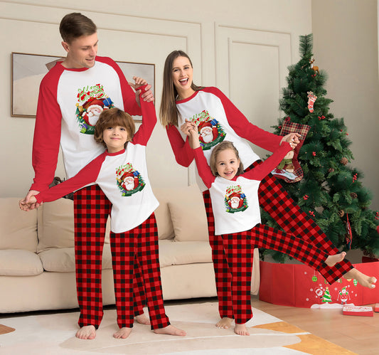 Weihnachten Eltern-Kind Kleidung Set Langarm T-Shirt Plaid Hosen Familie Passende Pyjamas