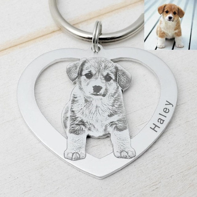 Custom Keychain Picture Keyring Dog Photo Keychain Pet Memo