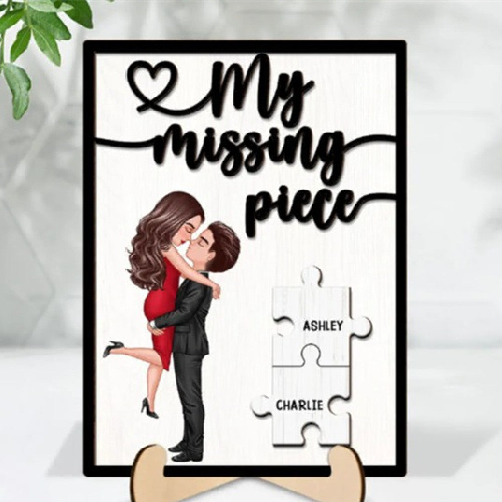 Valentine's Day Wooden Frame Couple Pattern Puzzle