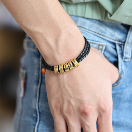 Custom Name Leather Cord Braided Personalized Bracelet