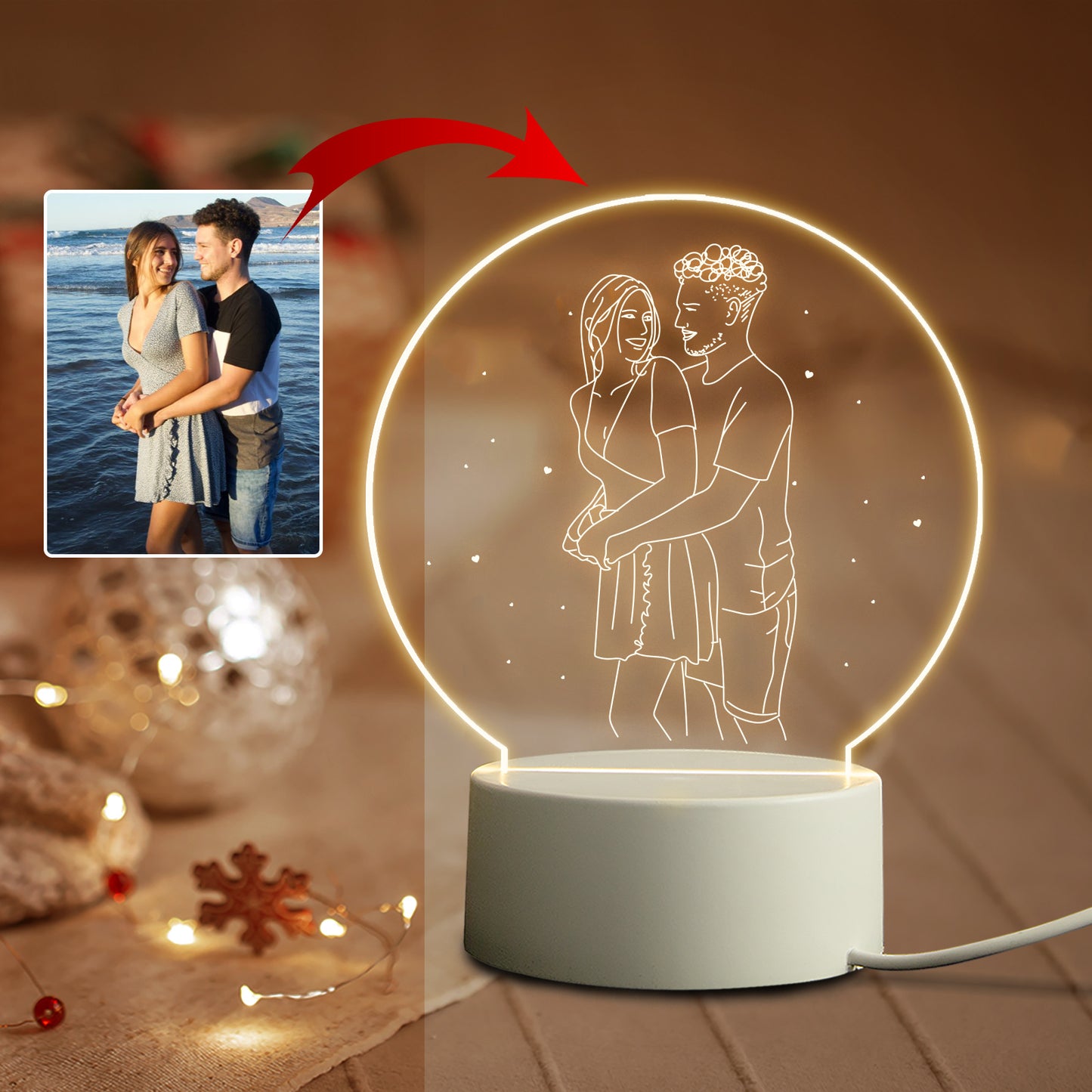 Personalized 3D Night Light With Text And Photo