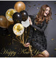 New Year 12-inch Black Gold Birthday Theme Decoration Rubber Balloons