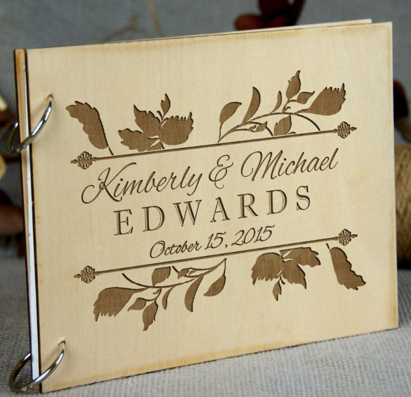 Wooden Wedding Guest Signature Booklet