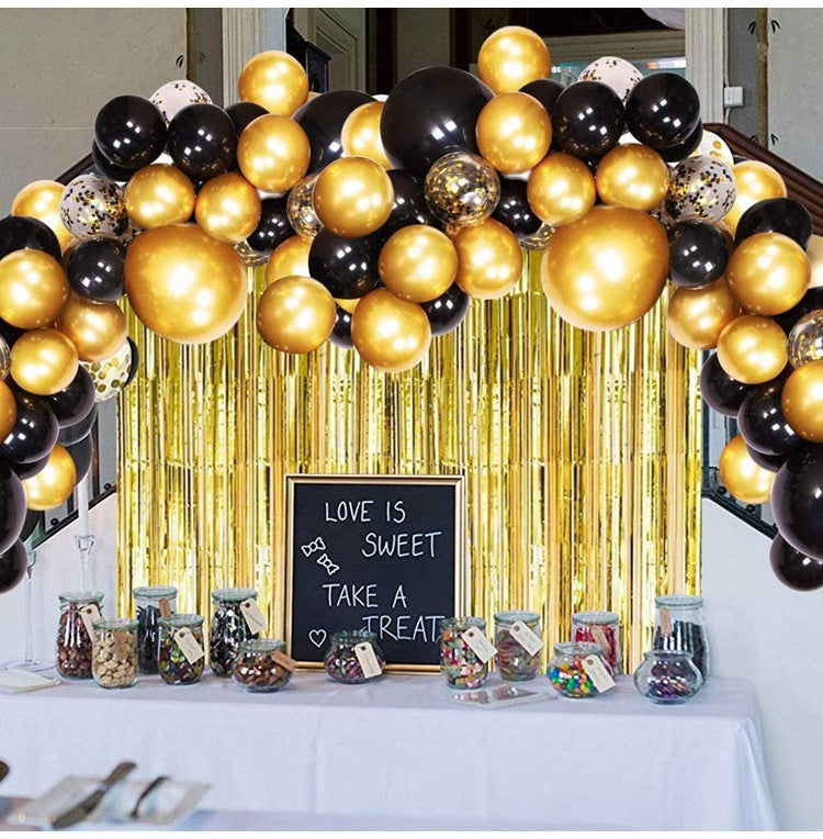 New Year 12-inch Black Gold Birthday Theme Decoration Rubber Balloons