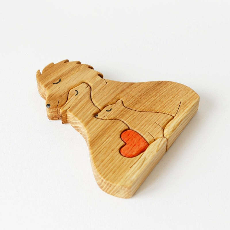 Mother And Child Lion Set Wooden Decoration