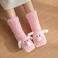 Cute Cartoon Dog Floor Socks Winter Warm Non-slip Plush Socks For Wamen