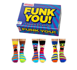 United Oddsocks Funk You Herren 6 verschiedene Socken mit Gesichter Gr. 39 46